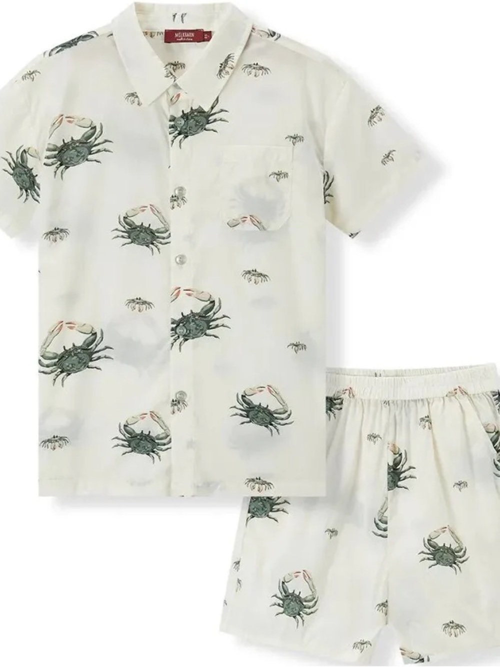 Milkbarn Crab Set Button Down Shirt and Matching Shorts - Picture 3 of 3